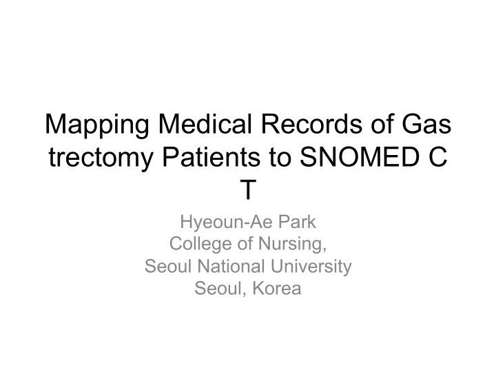 mapping medical records of gas trectomy patients to