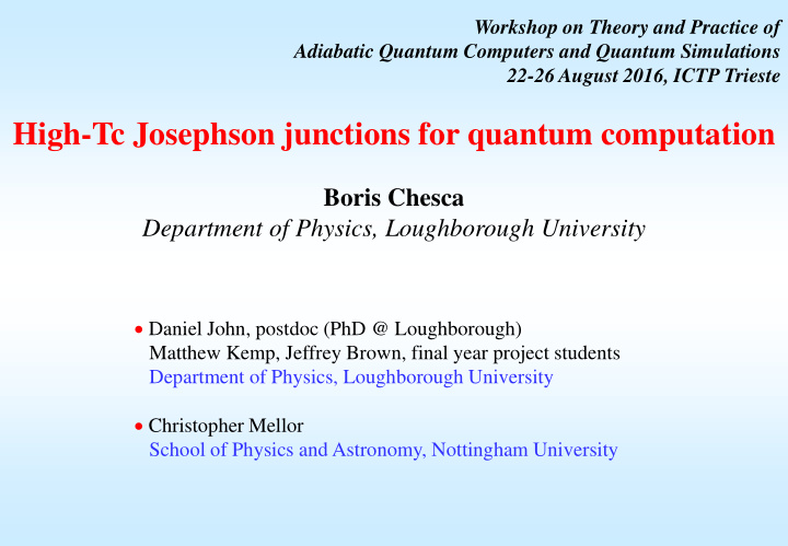 high tc josephson junctions for quantum computation