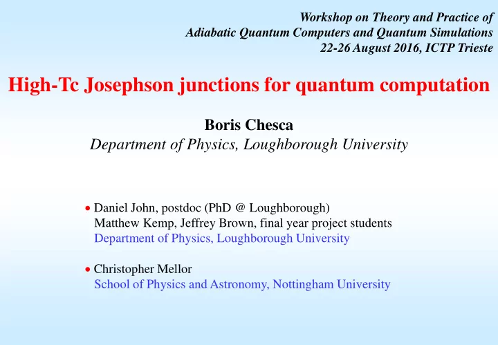 high tc josephson junctions for quantum computation