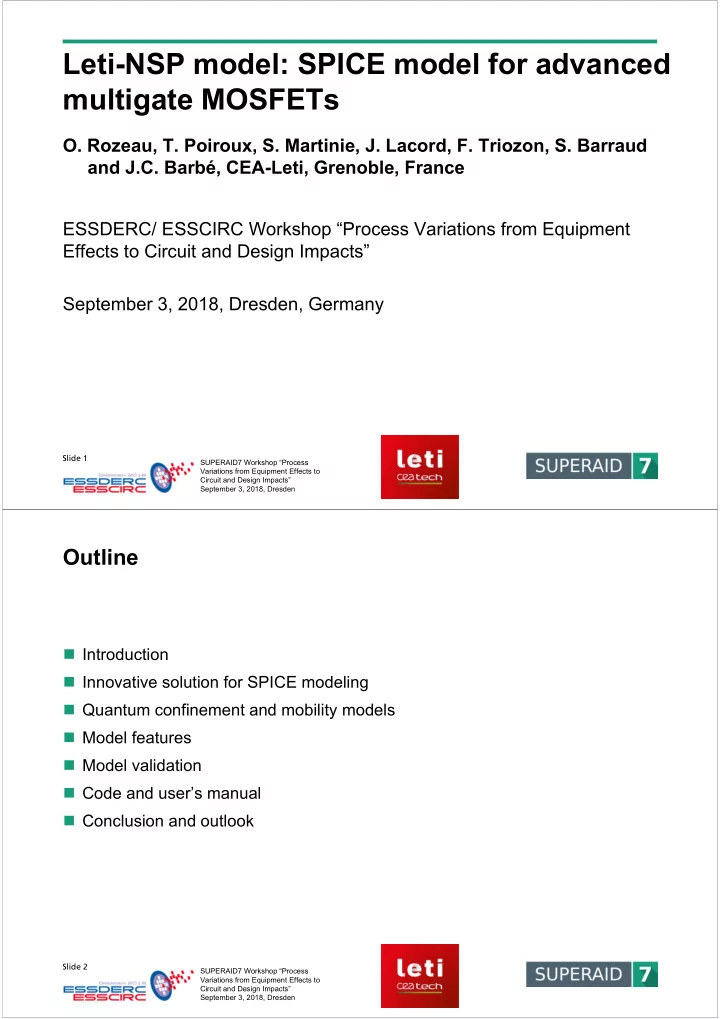leti nsp model spice model for advanced multigate mosfets