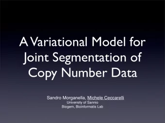 A  Variational Model for  Joint Segmentation of  Copy Number Data  Sandro Morganella, Michele