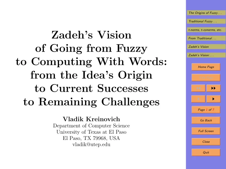 zadeh s vision