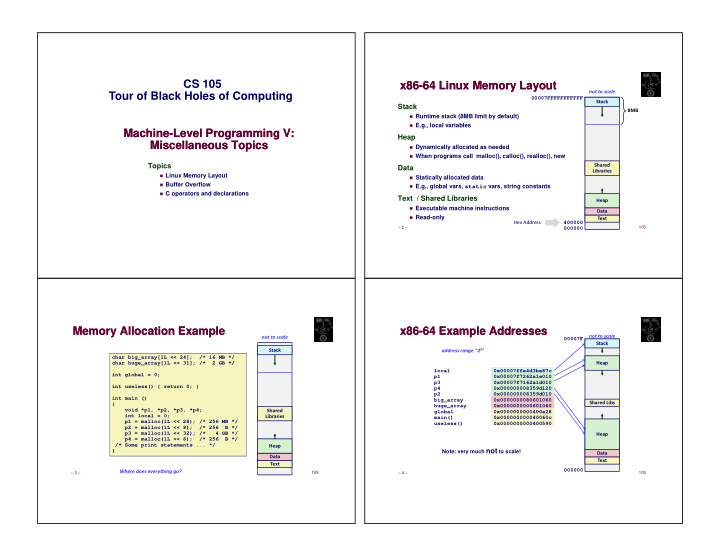 cs 105 x86 64 linux memory layout x86 64 linux memory