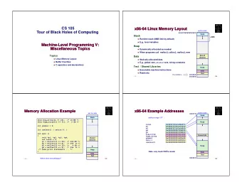 CS 105  x86-64 Linux Memory Layout  x86-64 Linux Memory Layout  Tour of Black Holes of Computing