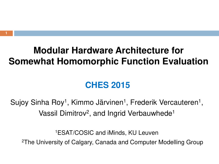 modular hardware architecture for somewhat homomorphic