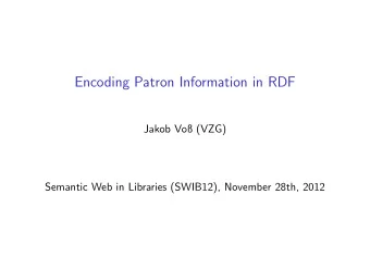 Encoding Patron Information in RDF  Jakob Vo (VZG)  Semantic Web in Libraries (SWIB12), November