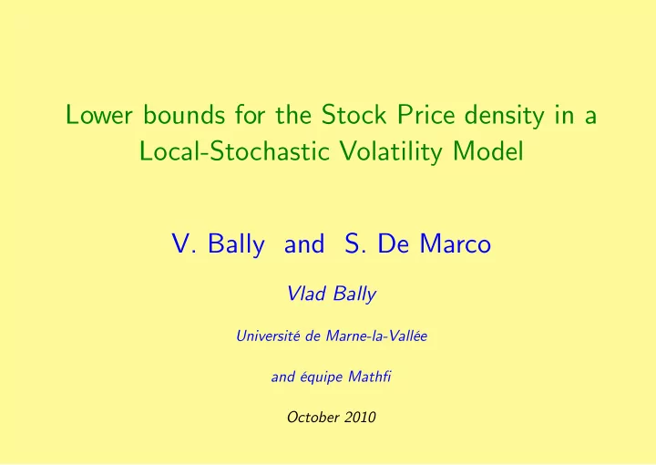 lower bounds for the stock price density in a local