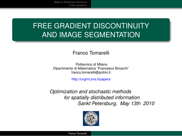 free gradient discontinuity and image segmentation