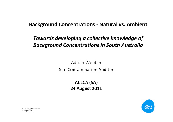 background concentrations natural vs ambient towards