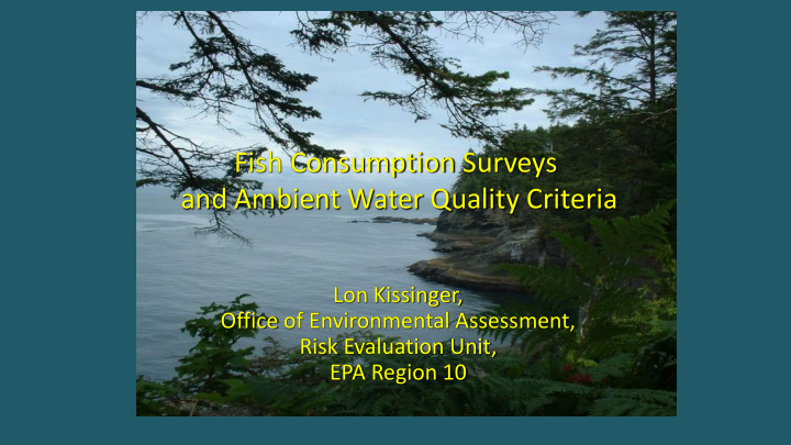 fish consumption surveys and ambient water quality