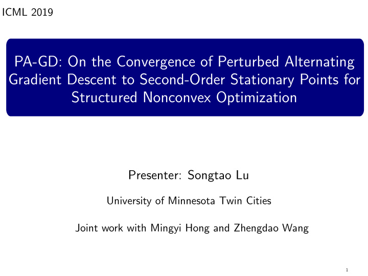 pa gd on the convergence of perturbed alternating