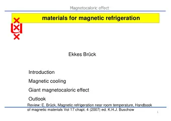 materials for magnetic refrigeration  Ekkes Brck  Introduction  Magnetic cooling  Giant