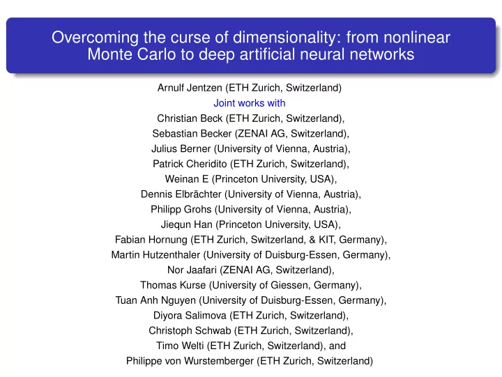 overcoming the curse of dimensionality from nonlinear