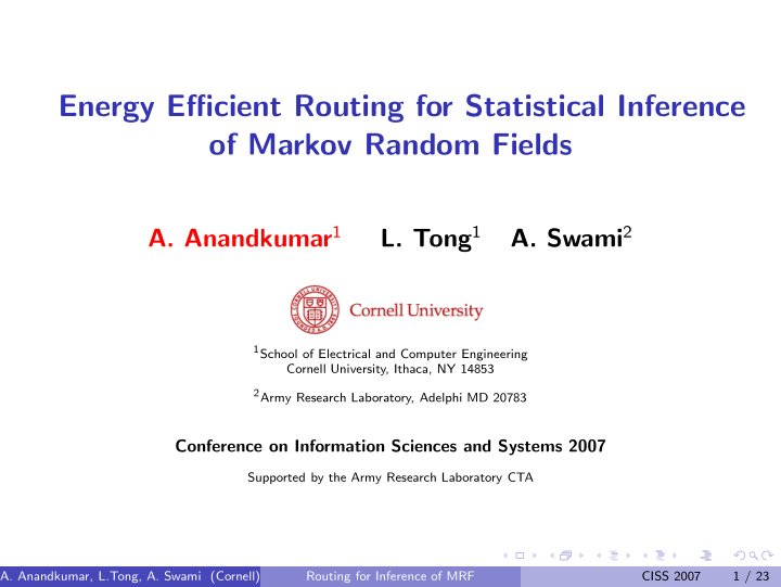 energy efficient routing for statistical inference of