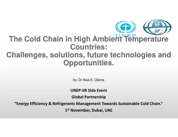 the cold chain in high ambient temperature the cold chain