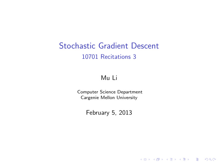 stochastic gradient descent