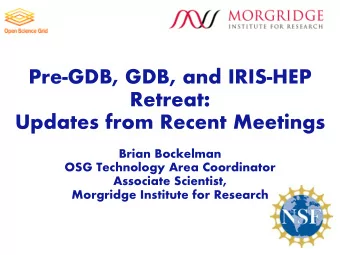 Pre-GDB, GDB, and IRIS-HEP  Retreat:  Updates from Recent Meetings  Brian Bockelman  OSG Technology