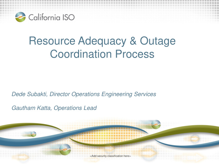 resource adequacy amp outage