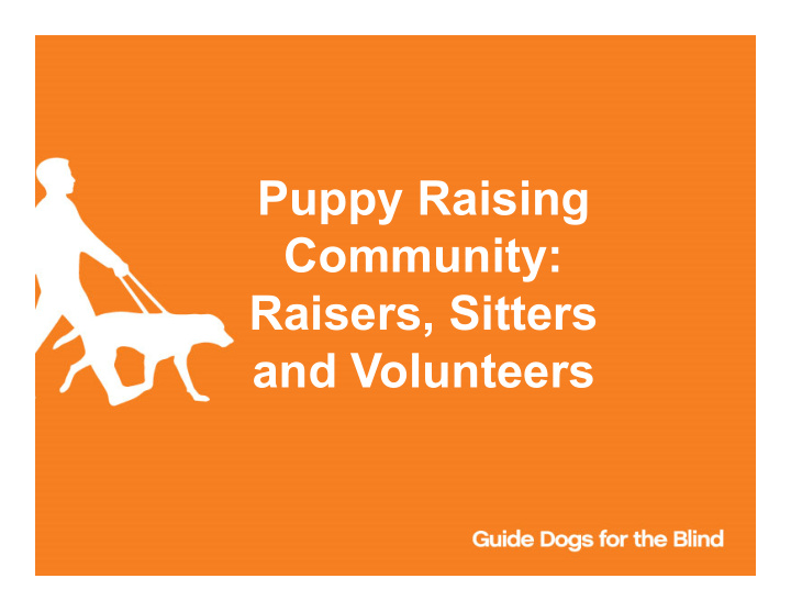 puppy raising community raisers sitters and volunteers