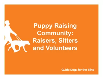 Puppy Raising  Community:  Raisers, Sitters  and Volunteers  What is a Community?    Online