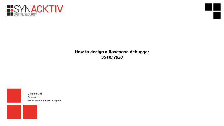 how to design a baseband debugger