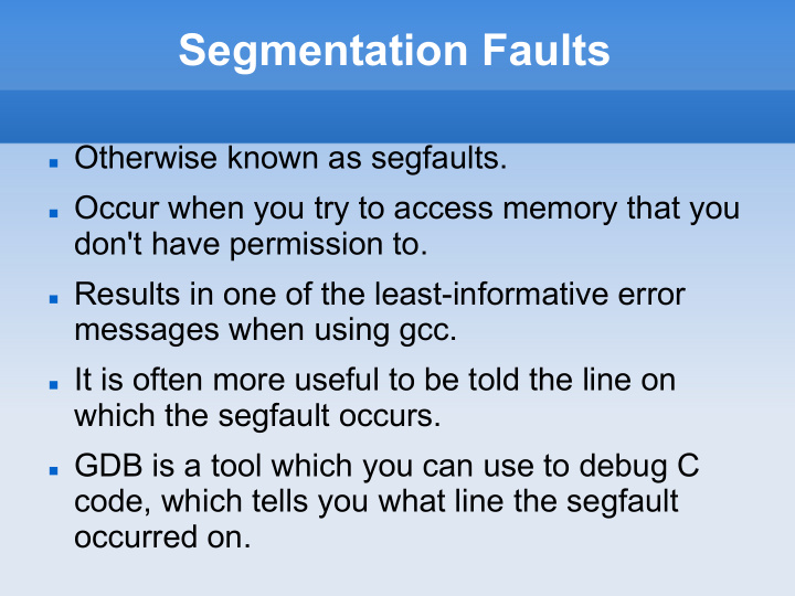 segmentation faults