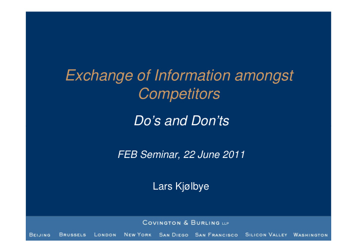 exchange of information amongst competitors