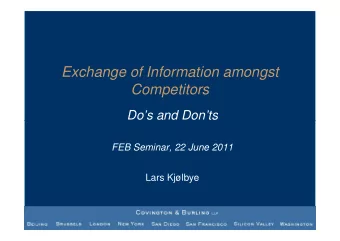 Exchange of Information amongst  Competitors  Dos and Donts  Dos and Donts  FEB