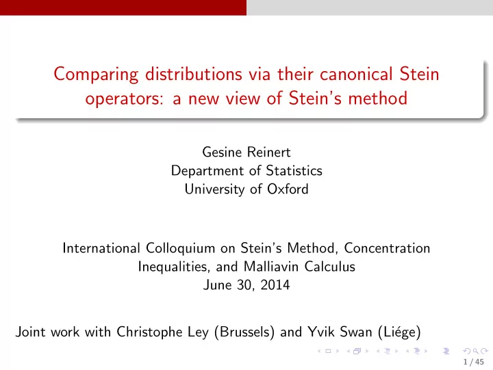 comparing distributions via their canonical stein