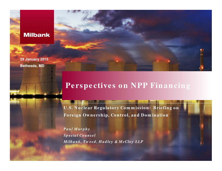 perspectives on npp financing