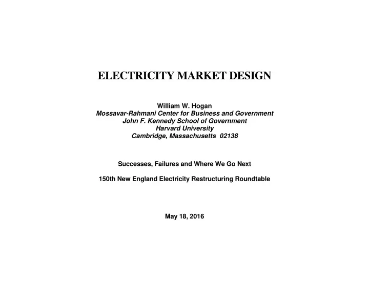electricity market design