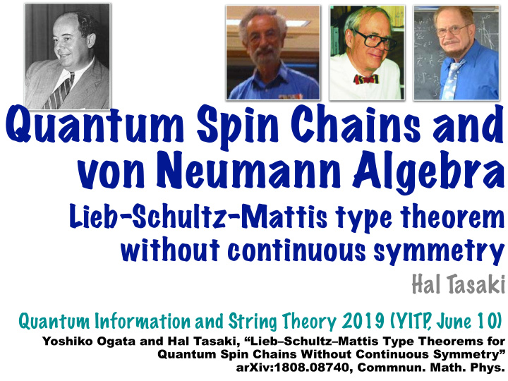 quantum spin chains and von neumann algebra