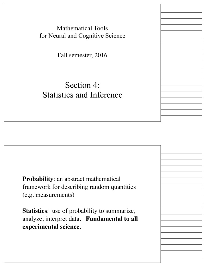 section 4 statistics and inference