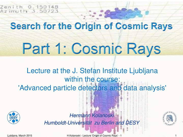 lecture at the j stefan institute ljubljana within the
