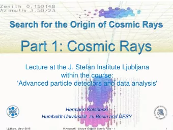 Lecture at the J. Stefan Institute Ljubljana  within the course:  'Advanced particle detectors and