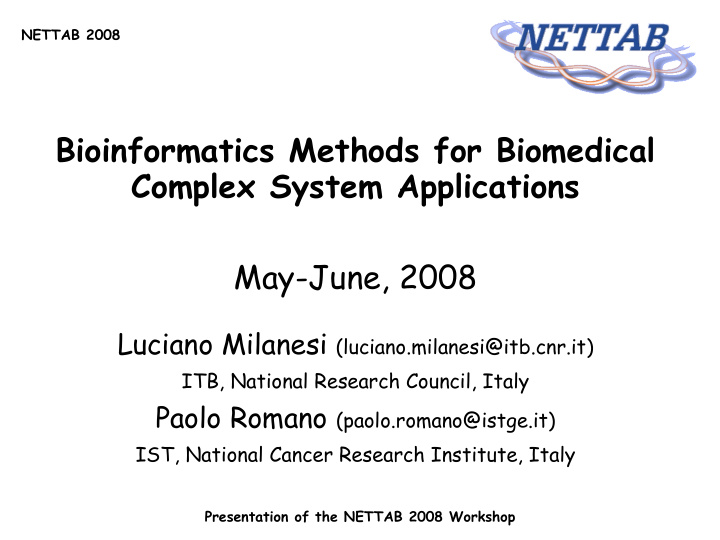 bioinformatics methods for biomedical complex system