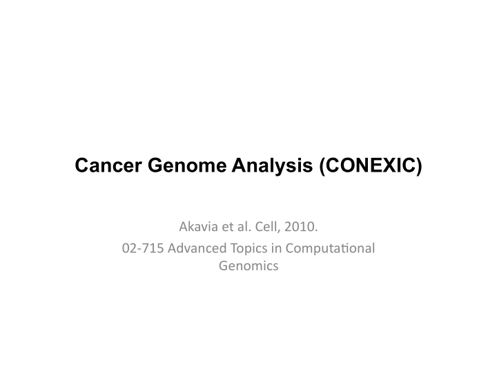 cancer genome analysis conexic