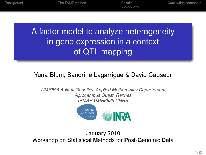 a factor model to analyze heterogeneity in gene