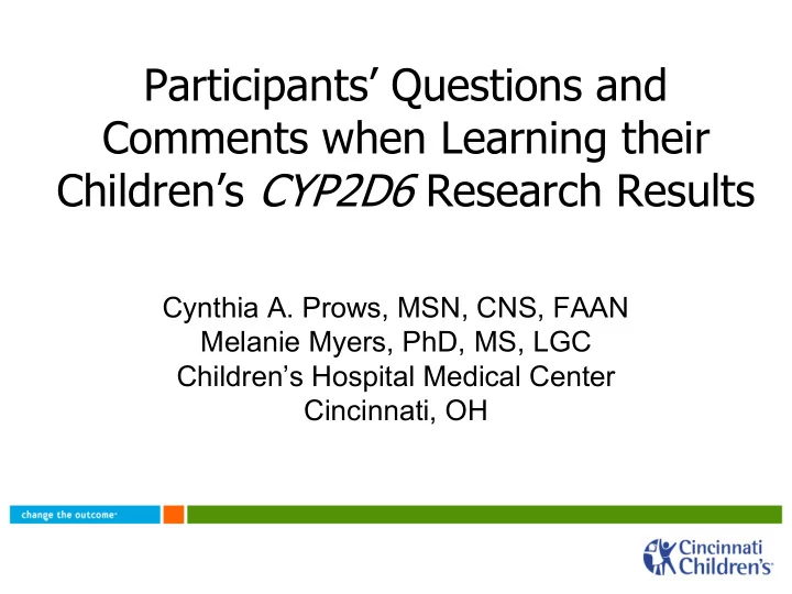 participants questions and comments when learning their