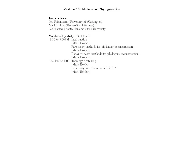module 13 molecular phylogenetics instructors joe