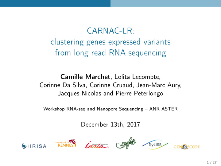 carnac lr clustering genes expressed variants from long