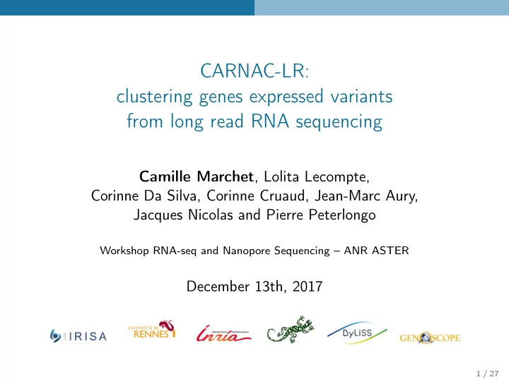 carnac lr clustering genes expressed variants from long