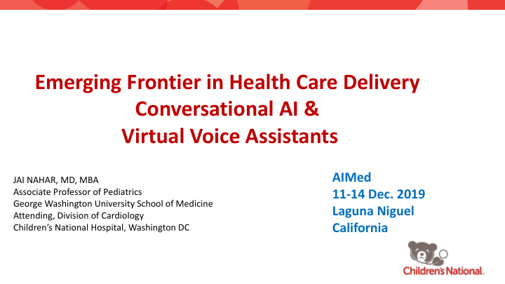 emerging frontier in health care delivery conversational