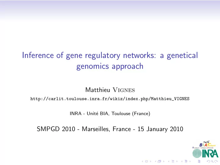 inference of gene regulatory networks a genetical