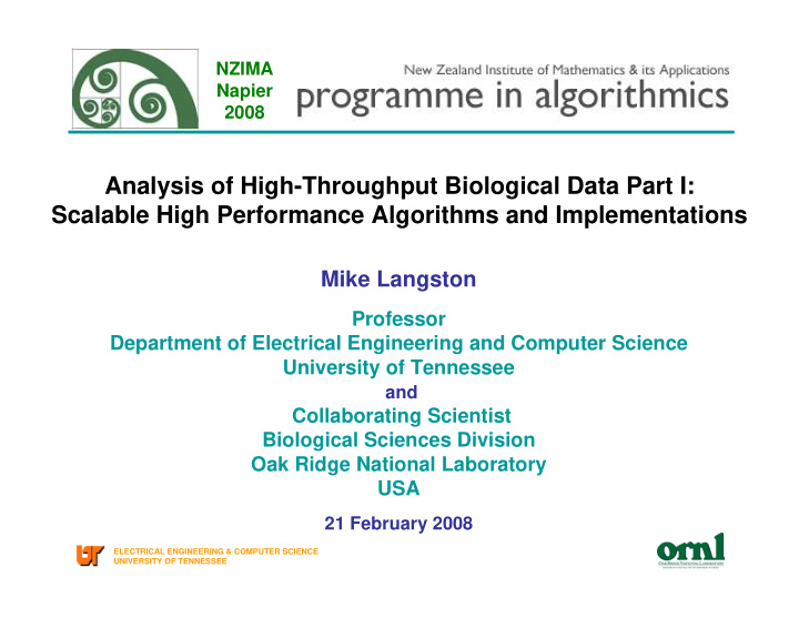 analysis of high throughput biological data part i