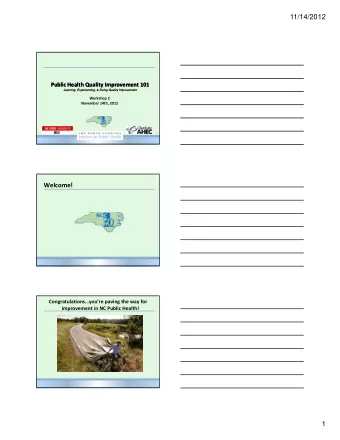 11/14/2012 Public Health Quality Improvement 101 Public Health Quality Improvement 101  Learning,