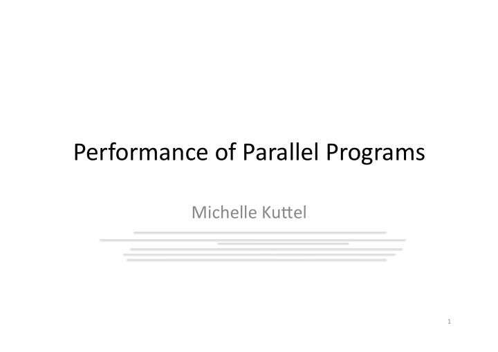 performance of parallel programs