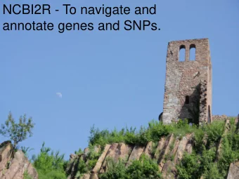 NCBI2R - To navigate and  annotate genes and SNPs.  The Problem   Genome Wide Analysis provides