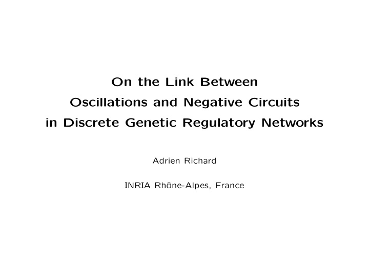 on the link between oscillations and negative circuits in