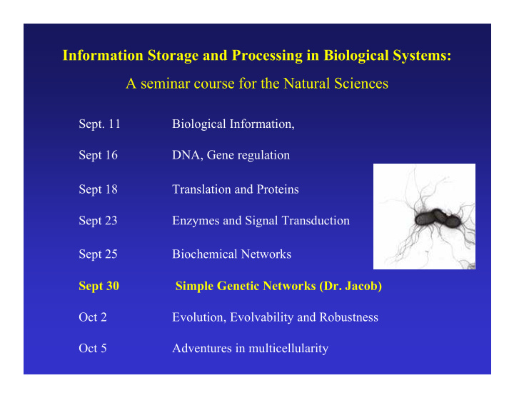 information storage and processing in biological systems